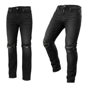 mnml Black Denim Jeans Button Fly Skinny ZIP LEG Hipster Retro 34x34